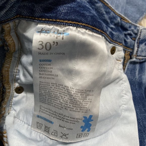 KSubi Blue Women’s Jeans Size 30” X 27 Raw Hem Chlo wasted Bae Blue high Waist - Picture 9 of 16